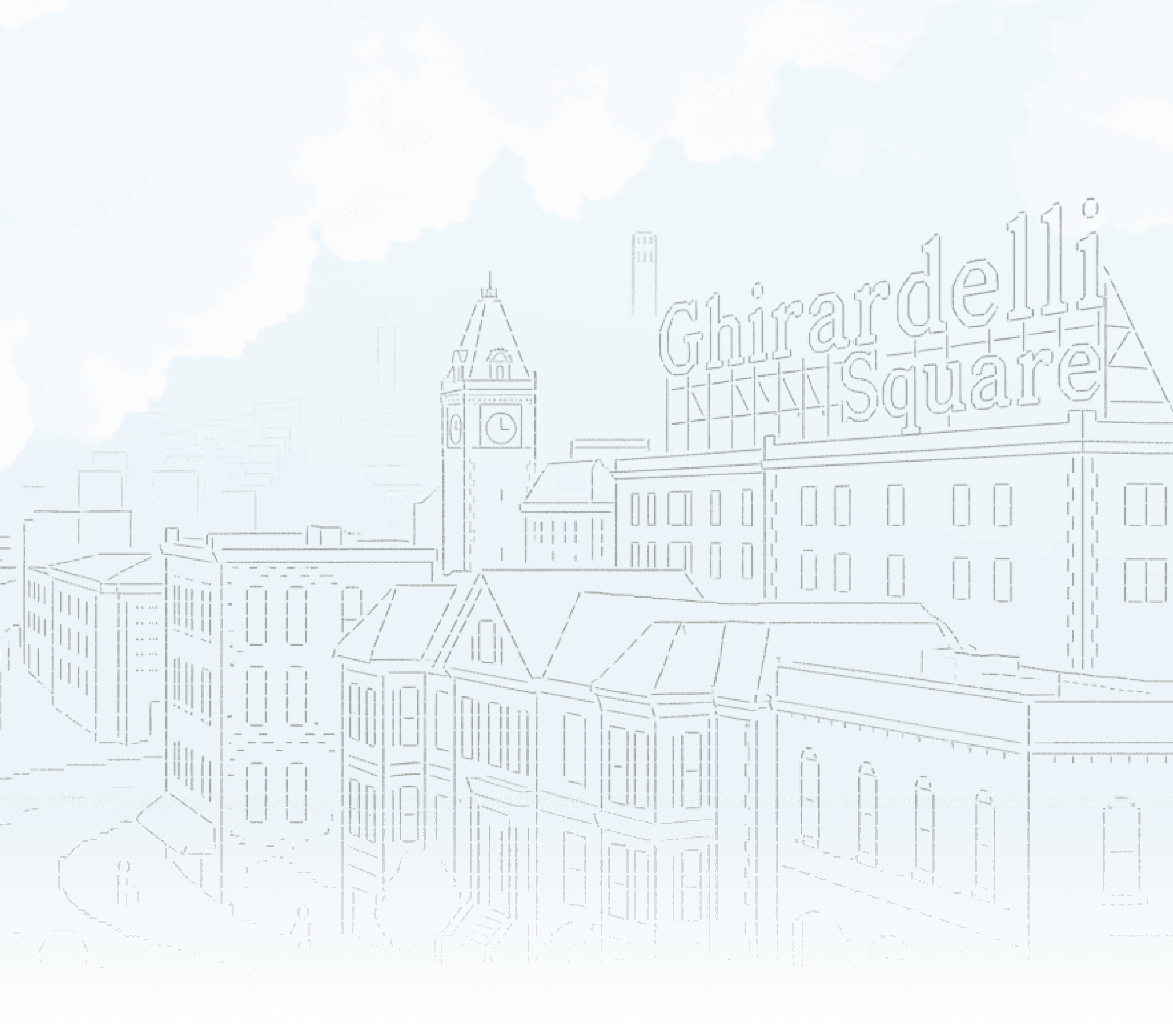 Line drawing of a city square